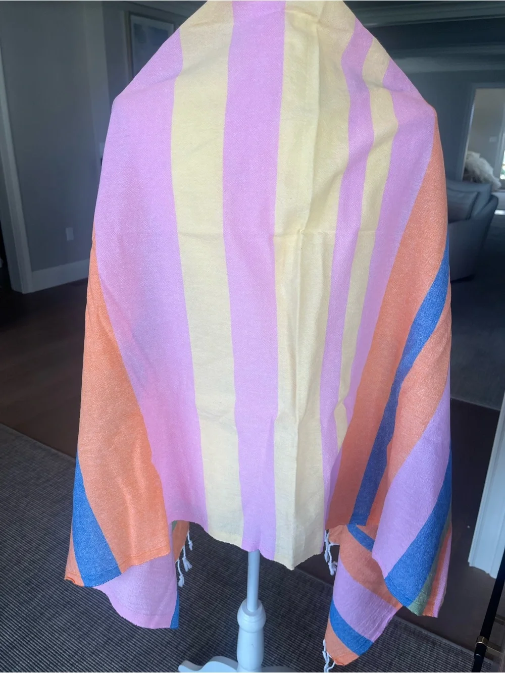 Colorful Striped Beach Towel - Pink, Orange & Blue